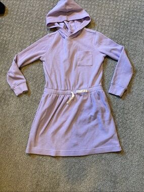 Primary Lavender Hooded Waffle-Knit Dress